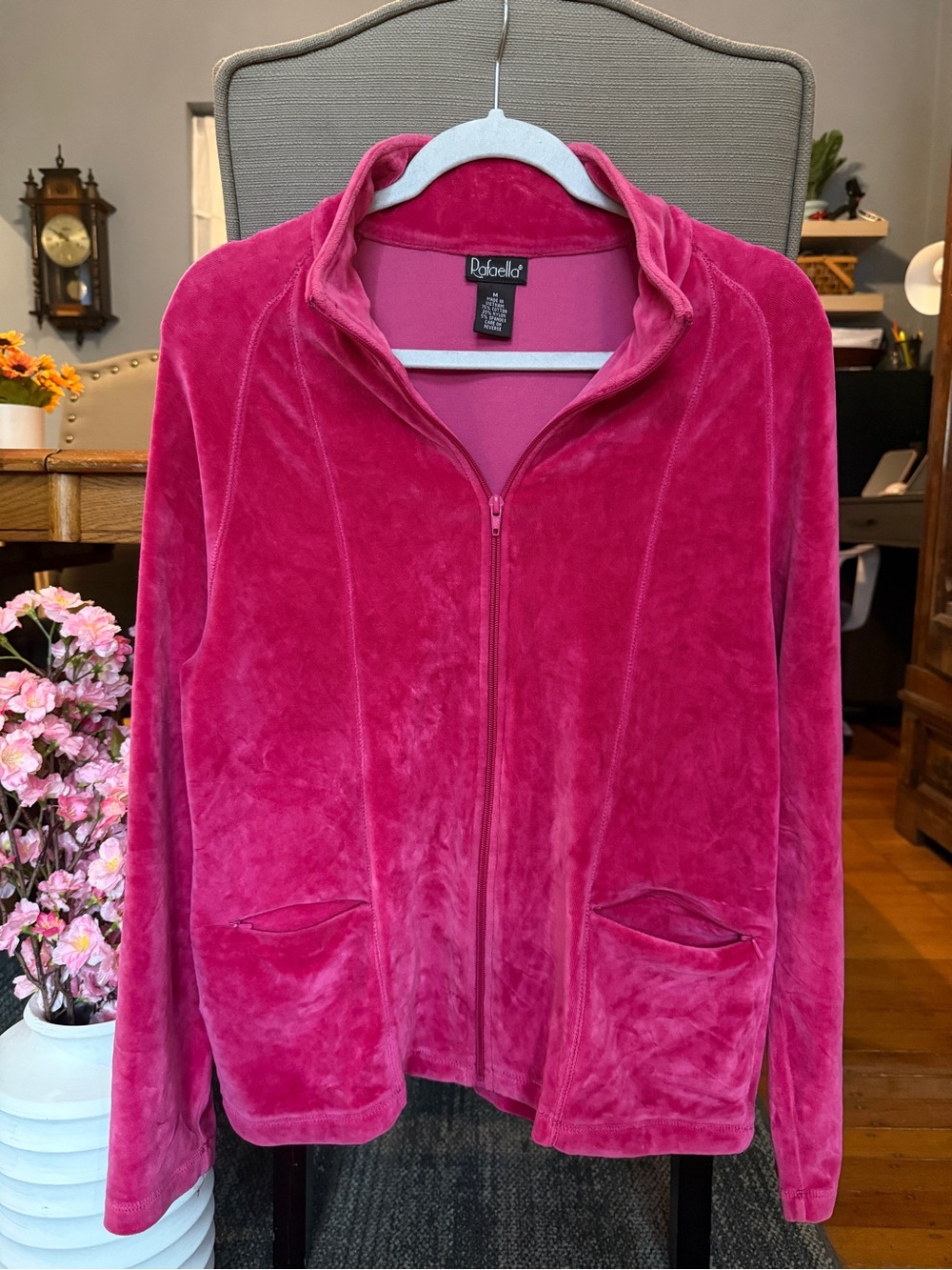 Rafaella Hot Pink Plush Zip-Front Teddy Jacket